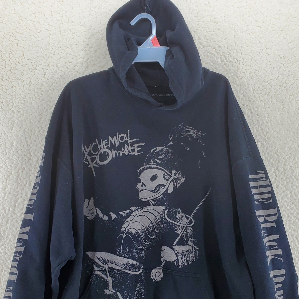 My Chemical Romance Hoodie Sweatshirt Mens 2XL Fleece Band Skeleton Black Parade - Picture 7 of 9
